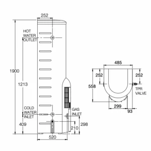 Rheem 850360NO 160Litre 5 Star Gas