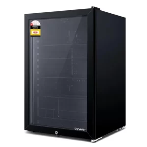 Devanti 115L Bar Fridge Glass Door w/Light Black